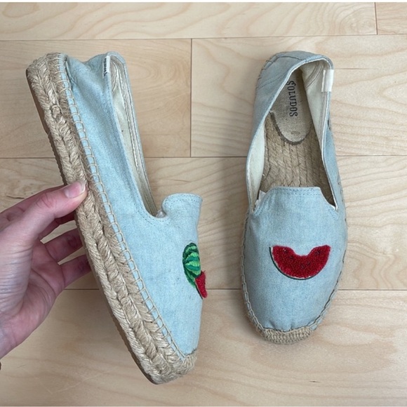 Soludos Watermelon Chambray Espadrilles Size 9 - Picture 3 of 9